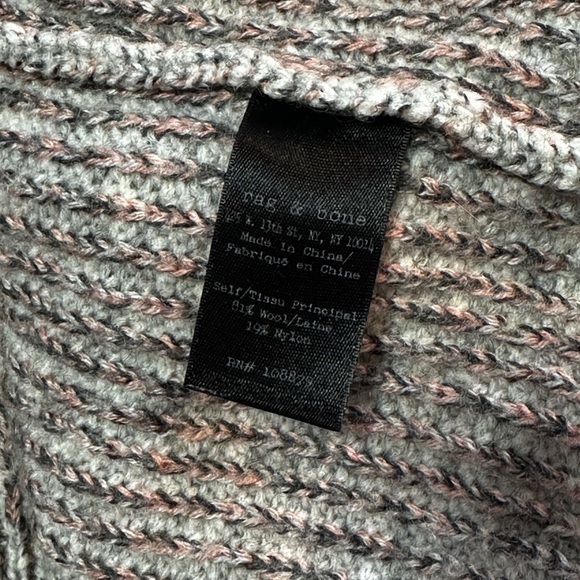 RAG and BONE Women's Gray Pink Mix Crew Sweater - Picture 7 of 8